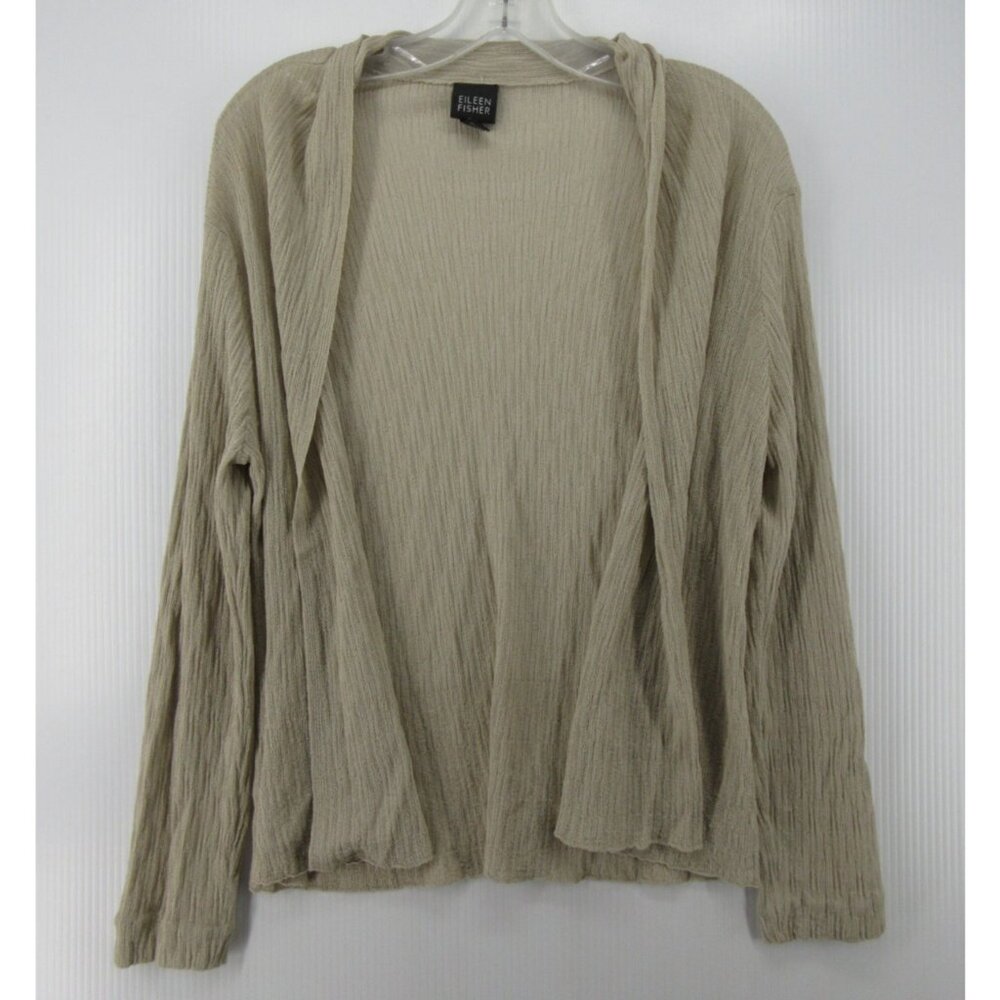 Eileen Fisher Sweater Medium Open Cardigan Crinkle Sheer Shawl